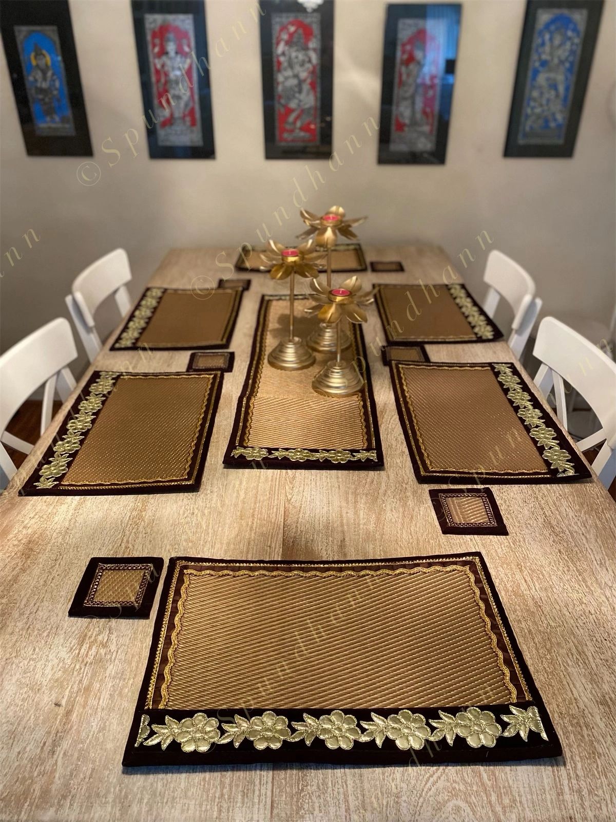 Dining Table Placemats, Runner & Coaster Set