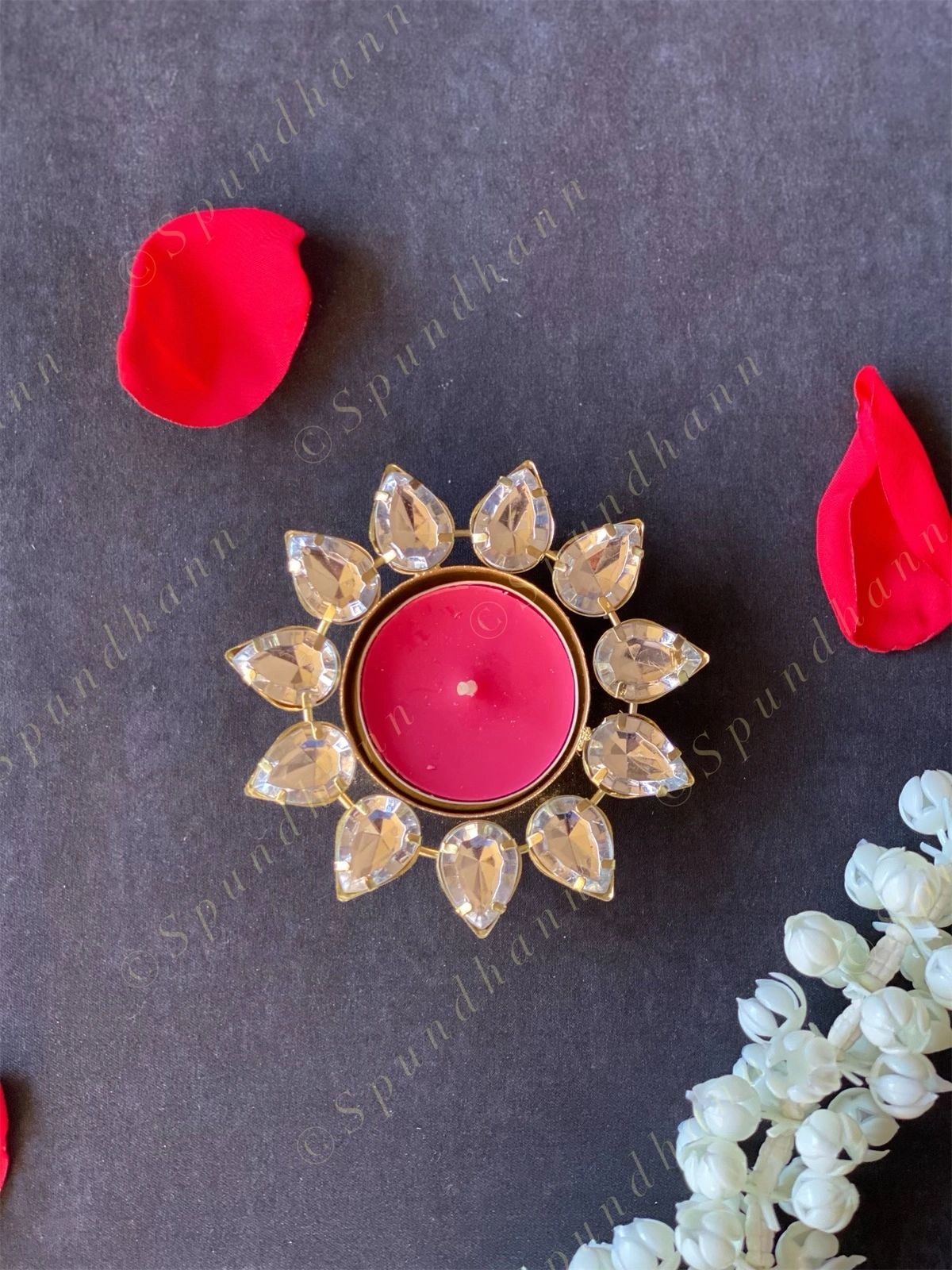 Gemstone Studded Tea Light Holder