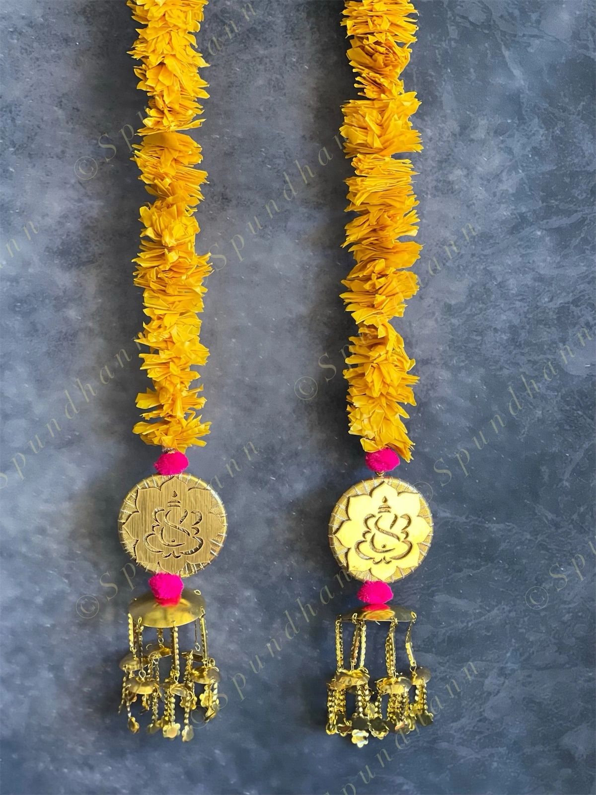 Yellow Chameli & Golden Ganesh Dangler Set of 2