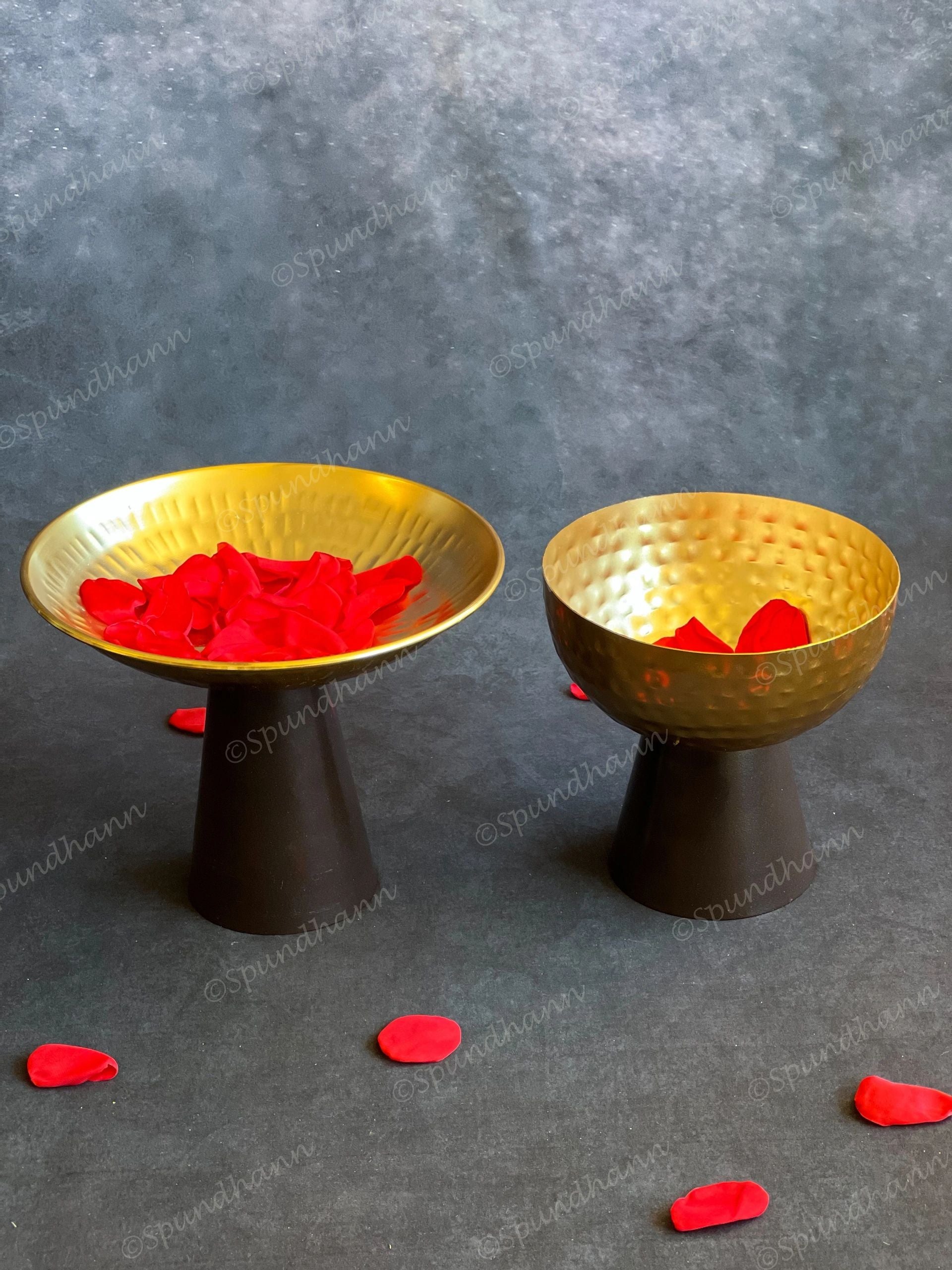 Hammered Gold Elevated Metal Dry Fruit Bowl