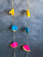 Gold Gota Border & Colorful Cloth Danglers Pack of 4 Strings