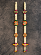 Mogra and Colorful Parrot Hanging Pair