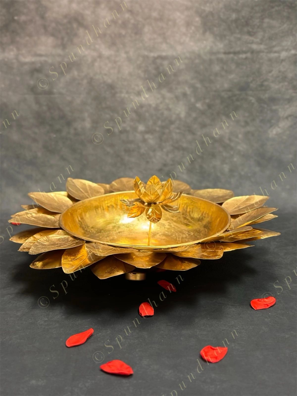 Spectacular Lotus Urli with Lotus Stem Tea Light Holder