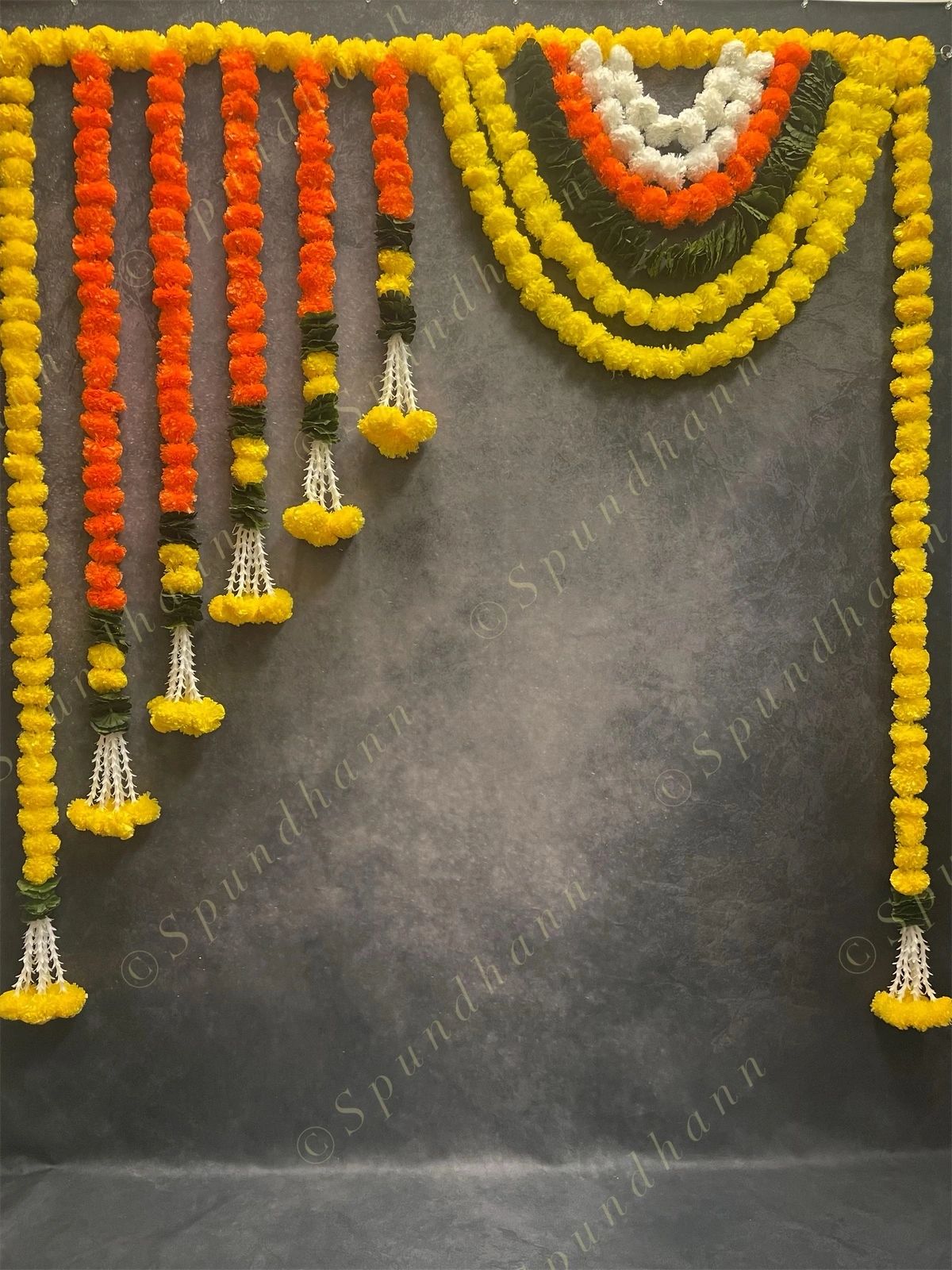 Lemon and Orange Marigold with Green Leaves Toran