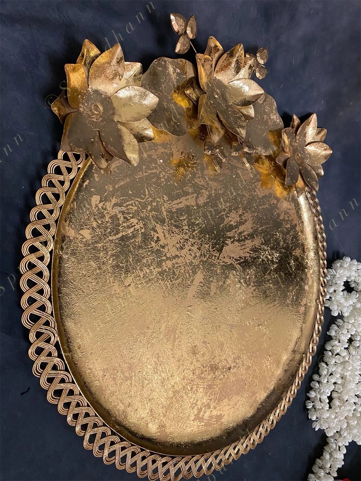 Large Decorative Gold Floral Platter