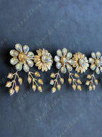 Foldable Metal & Gemstone Flower Leaves Toran
