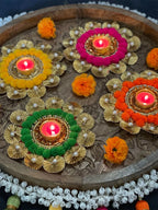 Large Pom Pom & Gota Border Tea Light