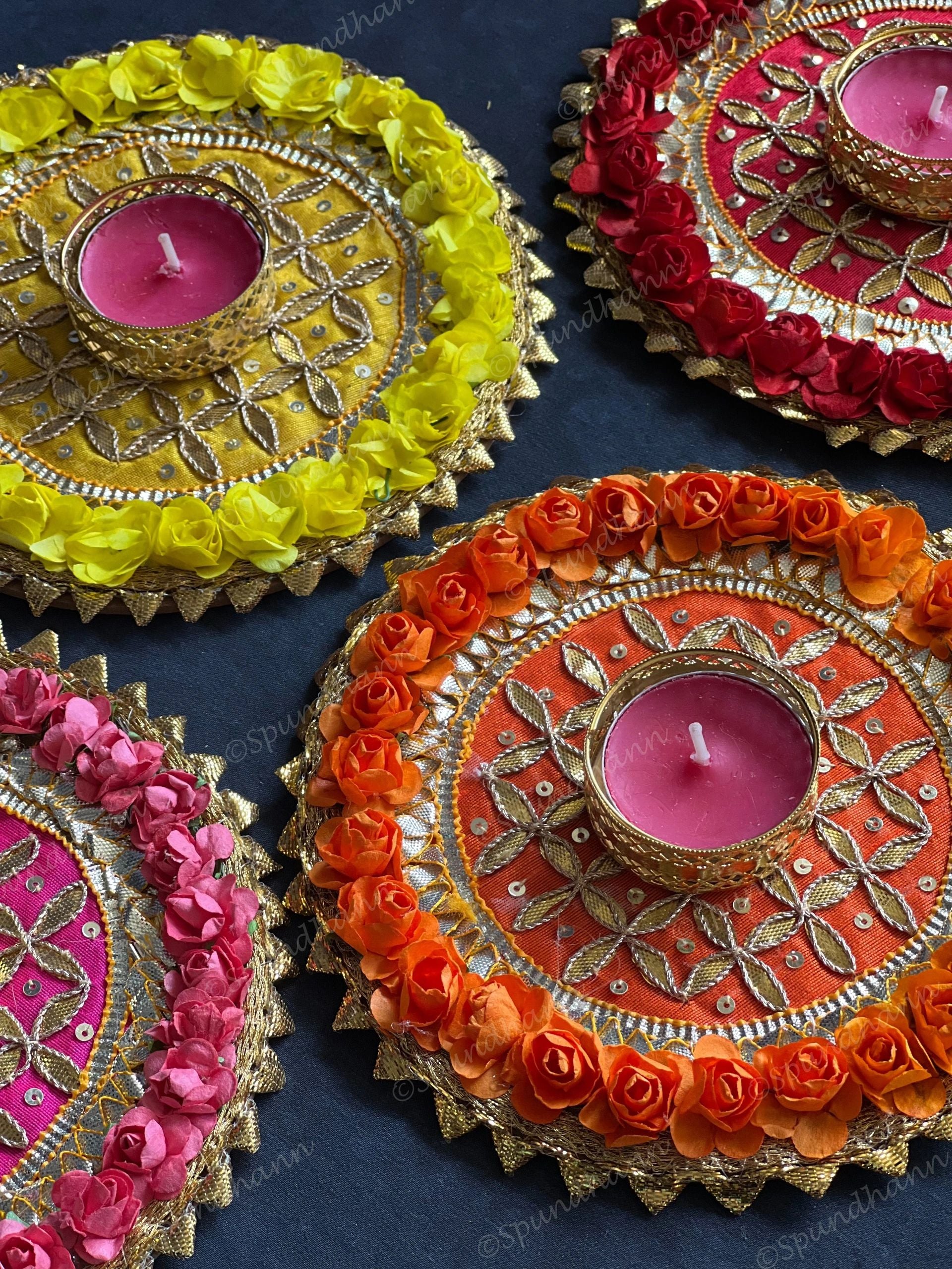Round Gota Flower Tea Light Holder