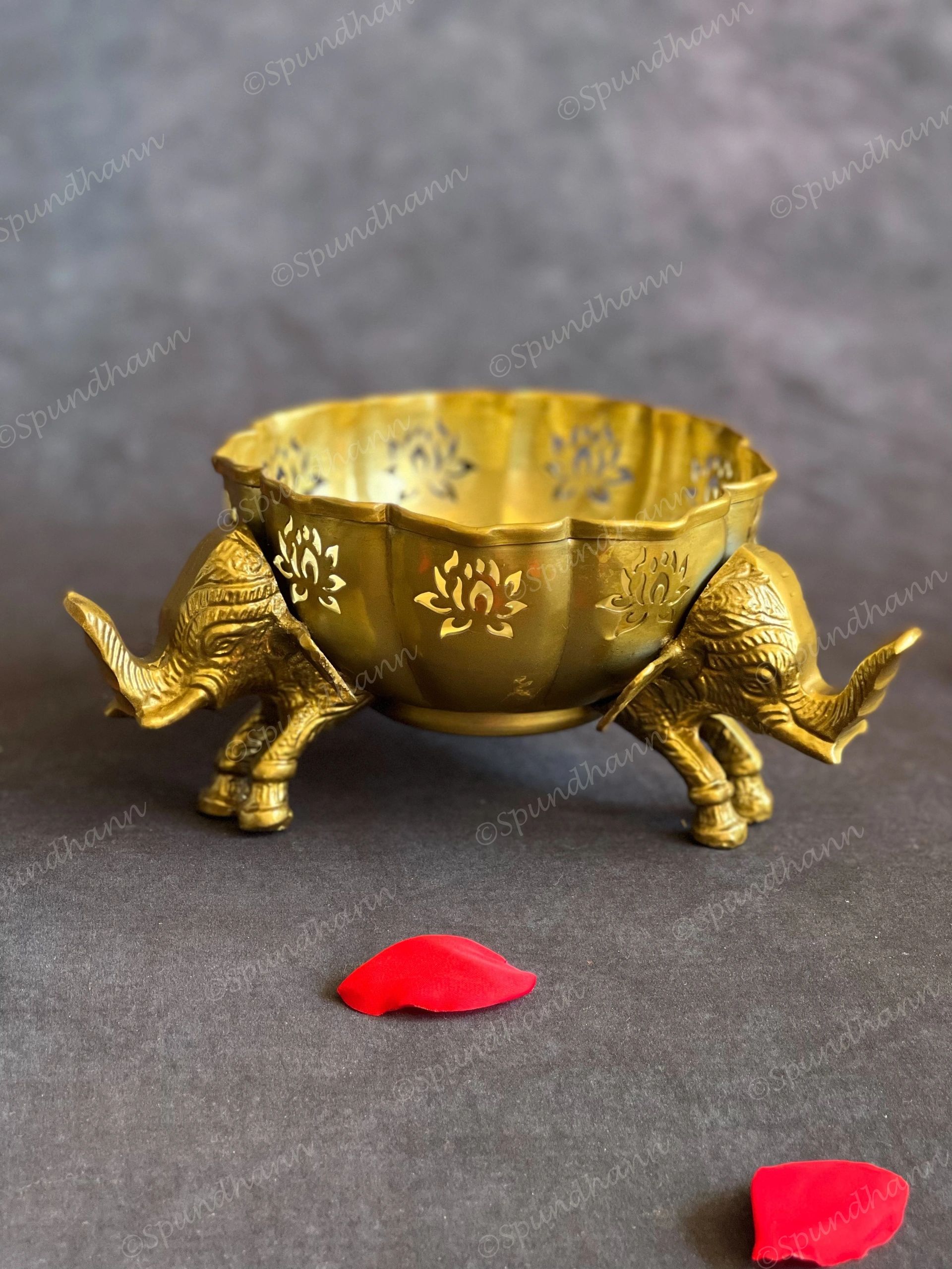 Lotus Cutwork Bowl with Elephant Stands