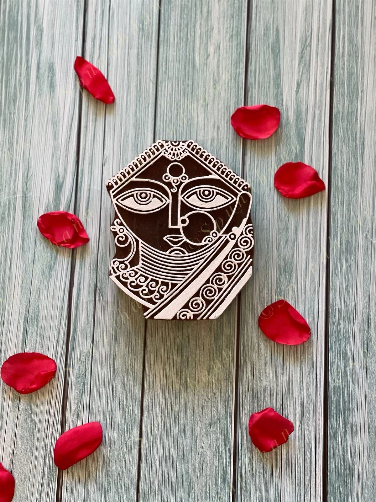 Tribal Lady Wooden Block Wall Hanging Decor