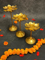 Tall Rounded Lotus Standing Tea Light Holder Set of 3