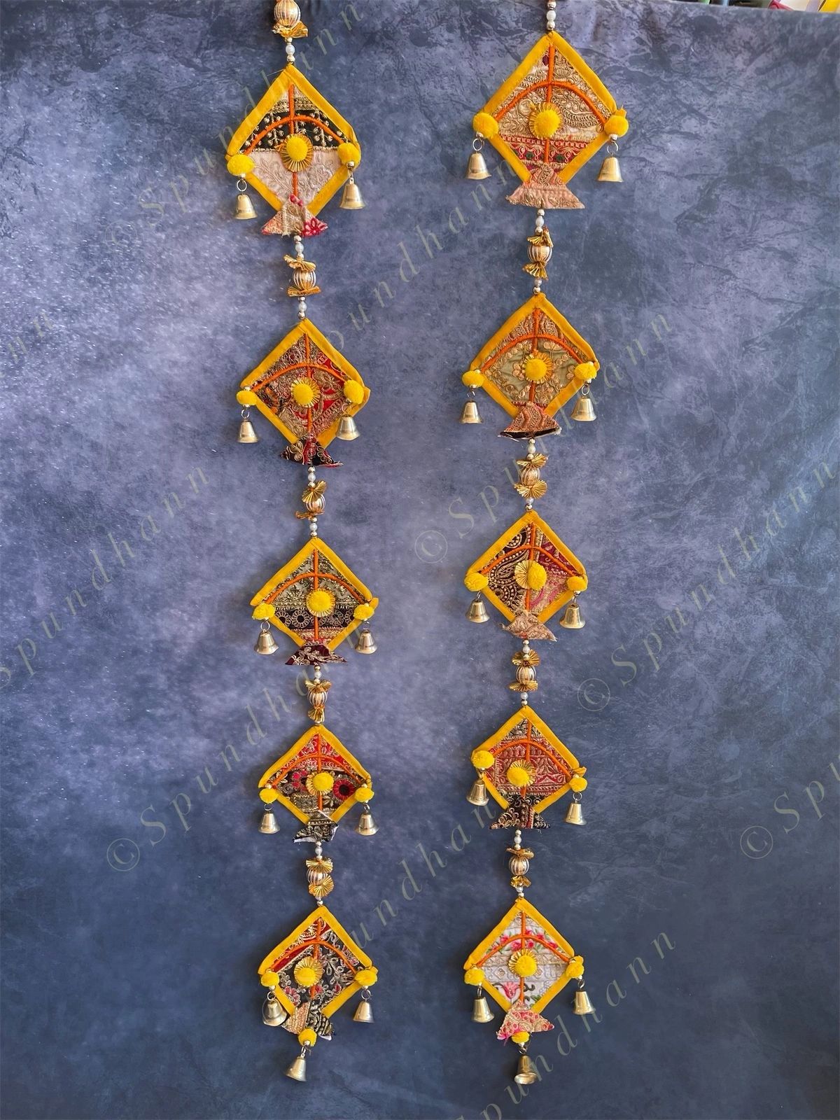 Small Kites with Bells Wall Hanging Decor Set of 2