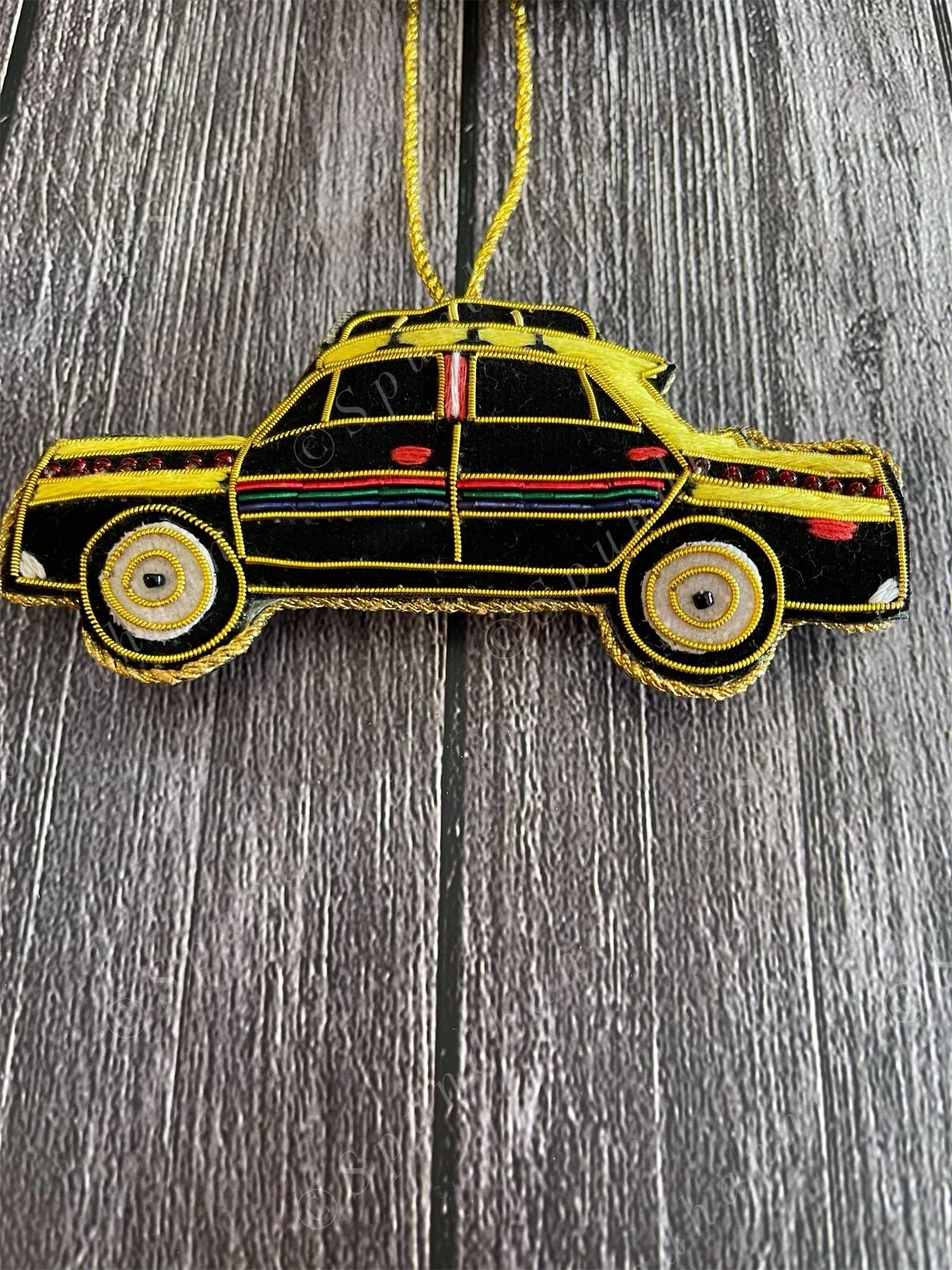 Embroidered Taxi-Cab Christmas Tree Ornament