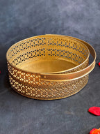 Metal Golden Cutwork Round Baskets
