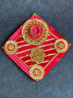 Leheriya, Gold Gota & Ganesha Tea Light Holder