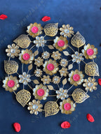 Decorative Studded Flower & Cutwork Leaves Rangoli Tea Light Holder