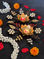 Large Floral Pearl & Studded Tea Light