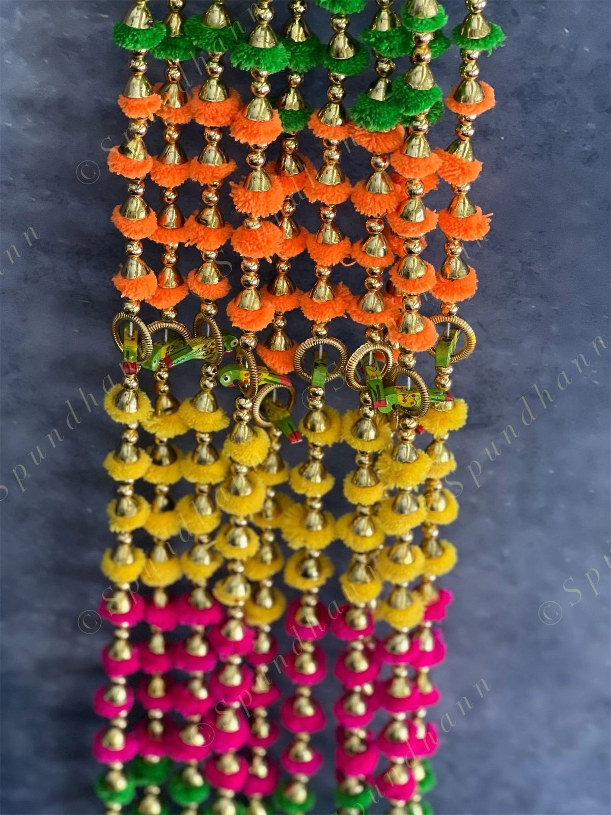 Pom Pom String with parrot & Bell Tassel - Set Of 2