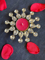 Drop & Circle Stone Floral Tea Light Holder