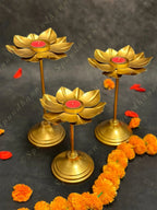 Tall Rounded Lotus Standing Tea Light Holder Set of 3