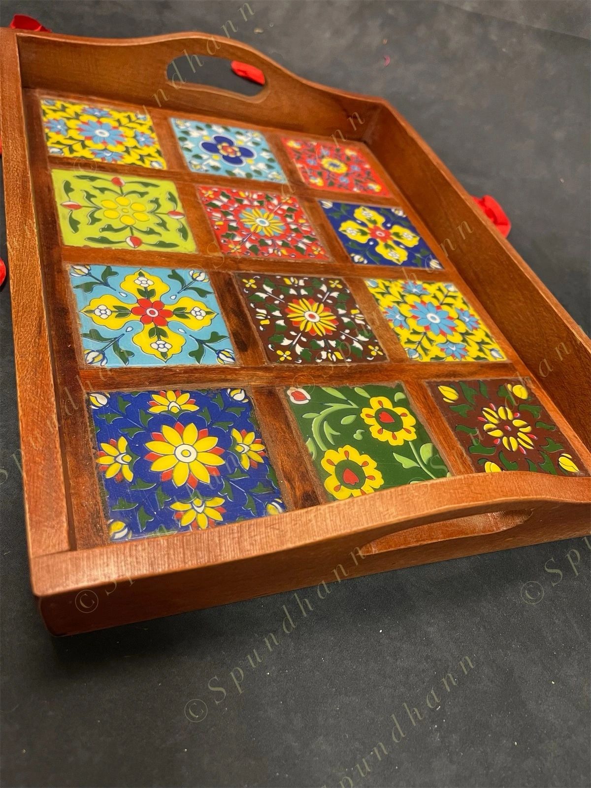 Ceramic Styled Wooden PARTY SERVING TRAY
