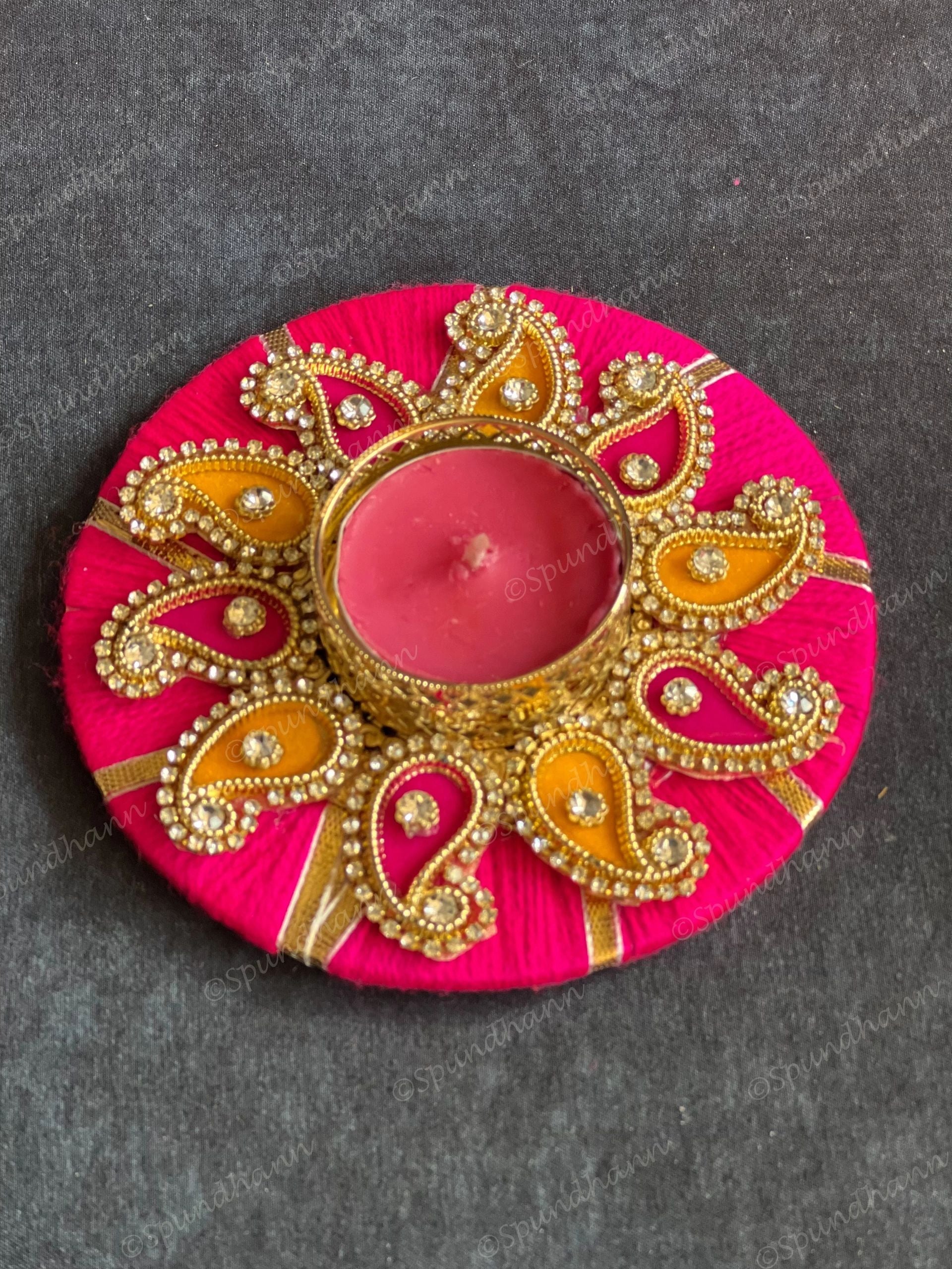 Paisley Wooden Tea Light Holder