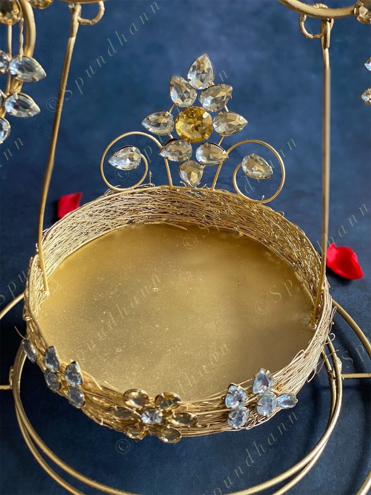 Golden Wired & Stone Studded Jhoola (Swing) for Deities