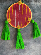 Round Leheriya & Gota with Colored Tassels Wall Hanging