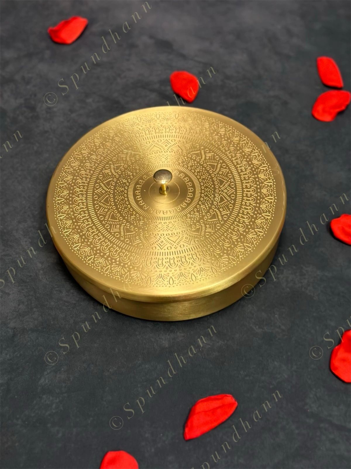 Pure Brass Minakari (Spice) Masala box with 7 Containers