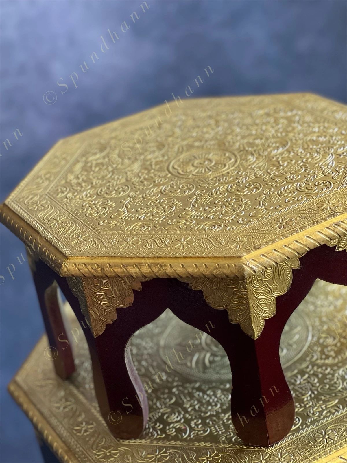Hexagon Wooden Chowki Stool