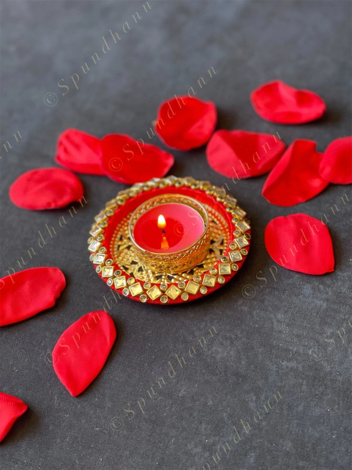 White Stone Studded Bangle Tea Light Holder
