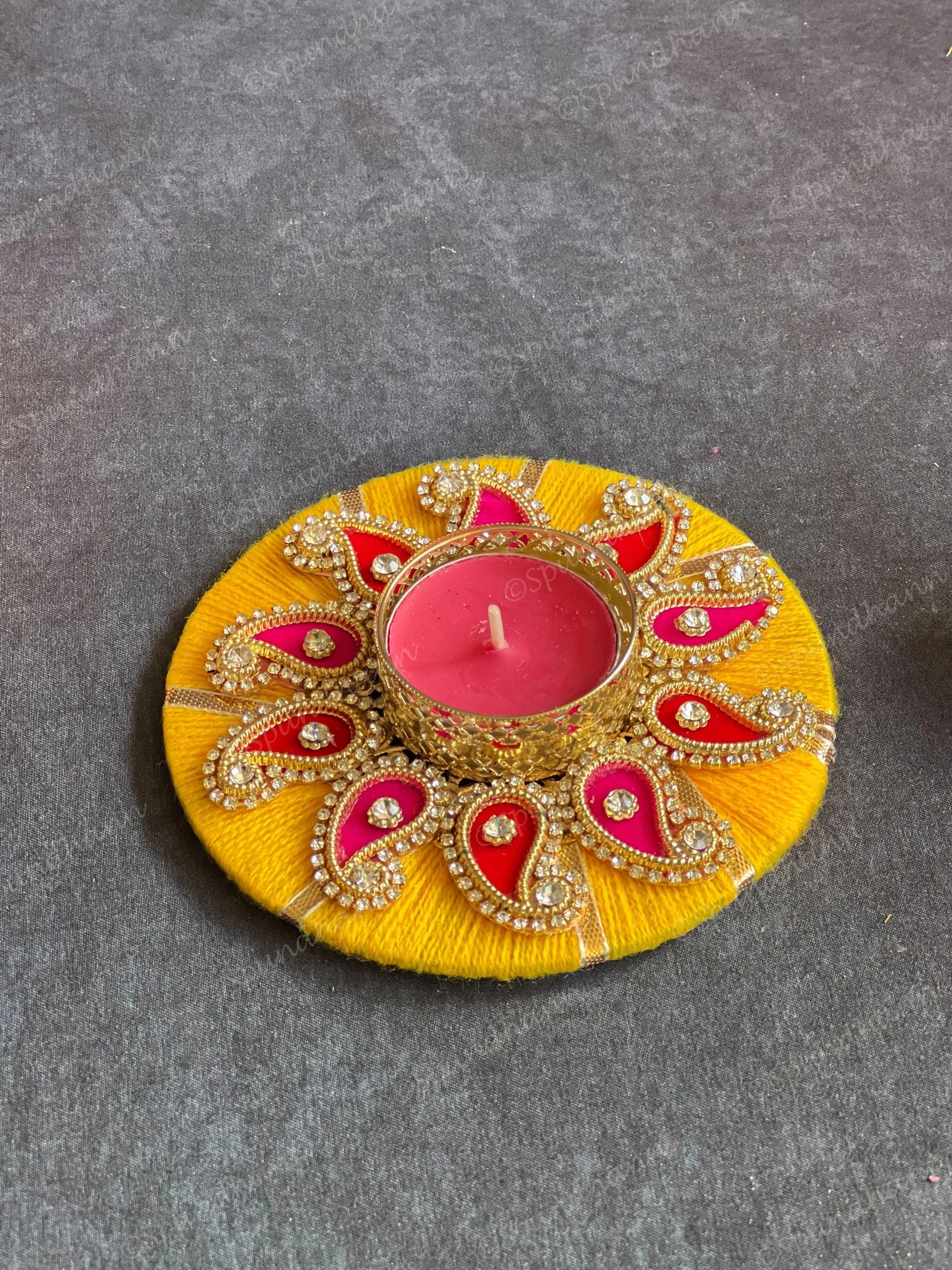 Paisley Wooden Tea Light Holder