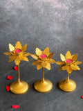 Open Petal Floral Standing Tea Light Holder Set of 3
