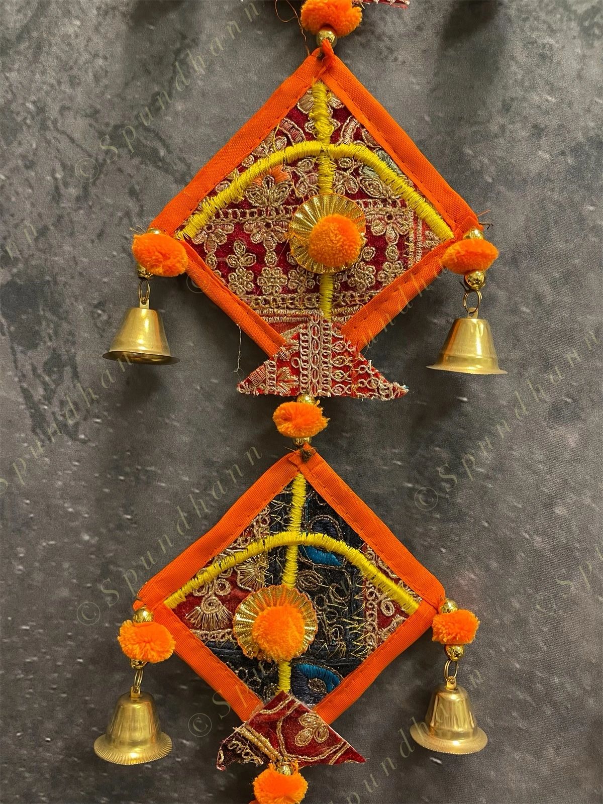 Bell and Pom pom Kites Wall Hanging Decor Set of 2