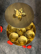 Pure Brass Minakari (Spice) Masala box with 7 Containers
