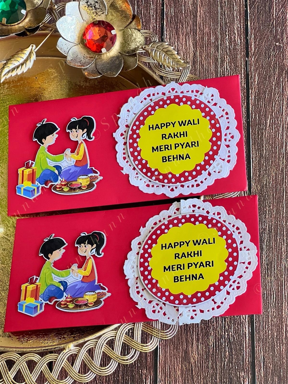 Rakhi Envelope in Red Color with Happy Wali Rakhi Writing