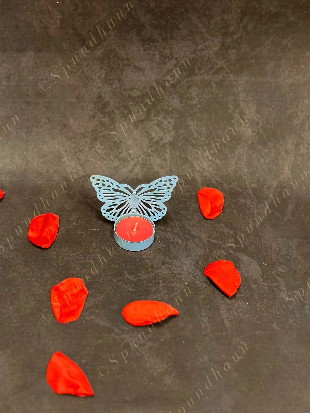Blue Metal Cute Butterfly Tea Light Holder
