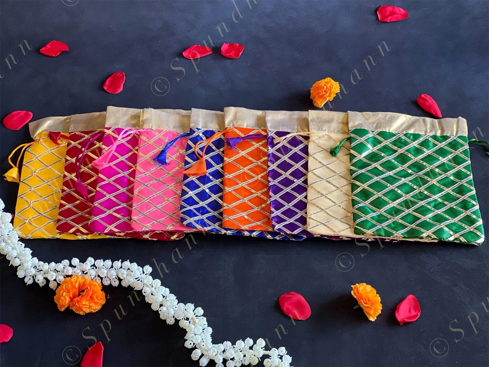 Colorful Gota Criss-Cross Potli Bag
