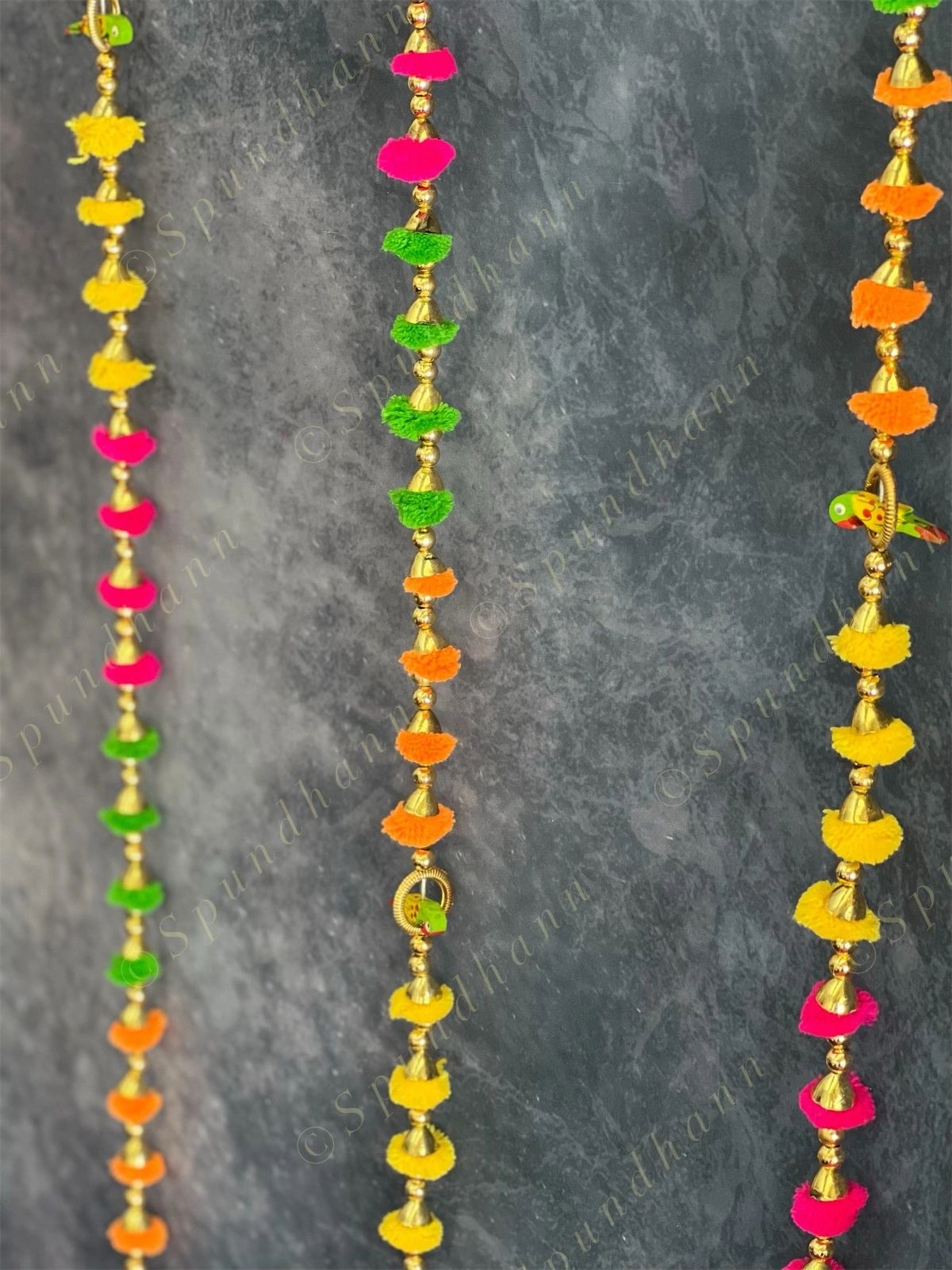 Pom Pom String with parrot & Bell Tassel - Set Of 2