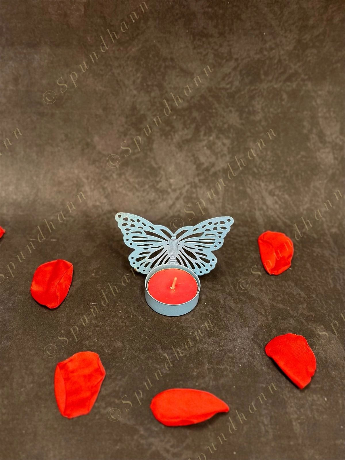 Blue Metal Cute Butterfly Tea Light Holder