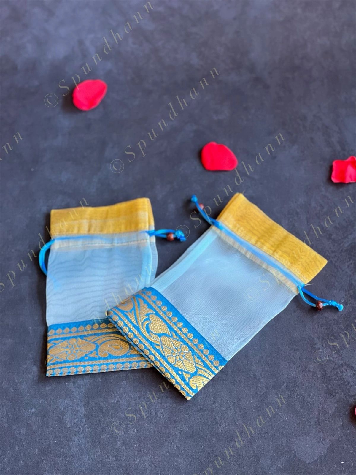 Light Blue Potli Bags with Border