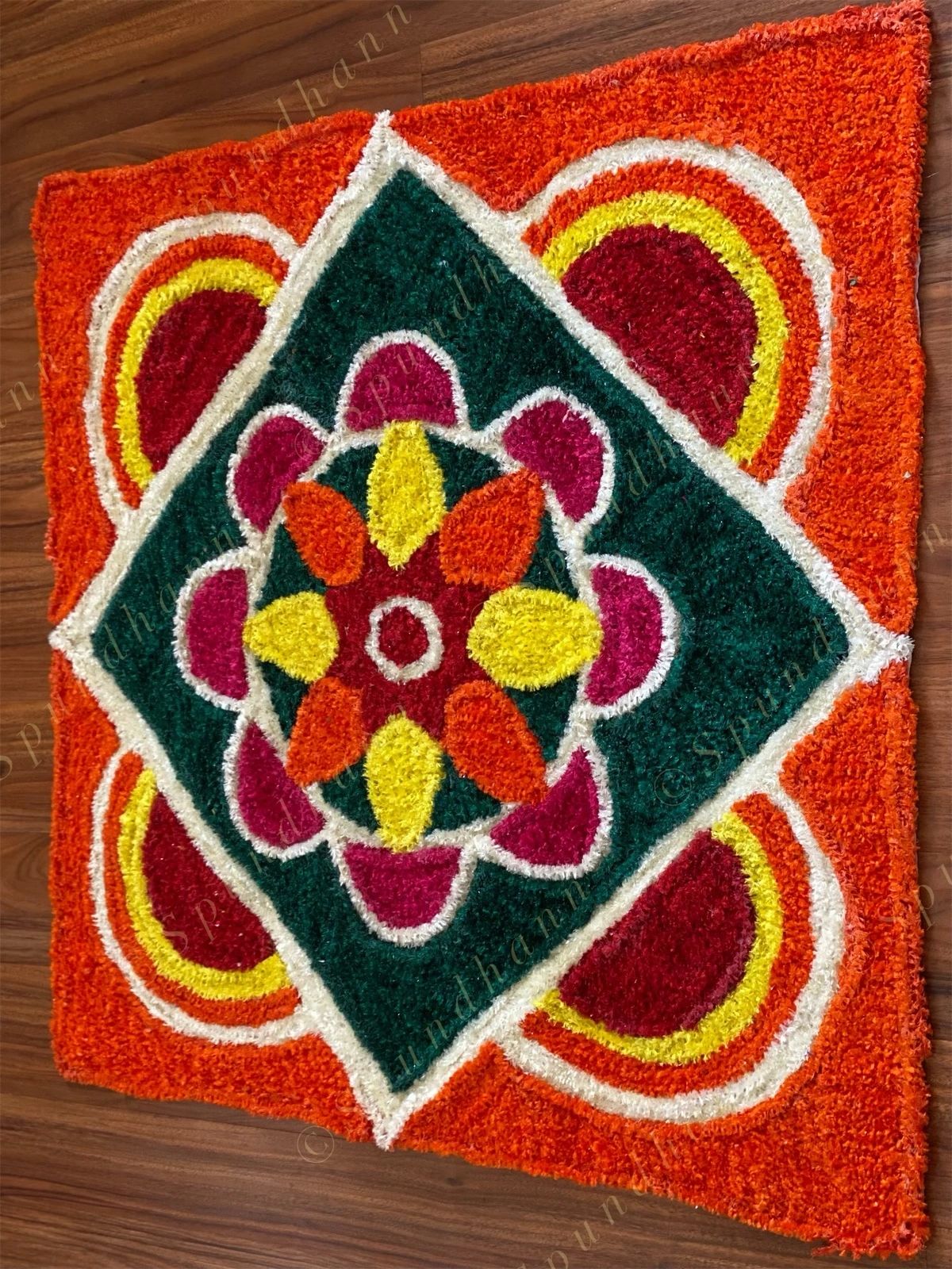 Square Floral Rangoli Mat