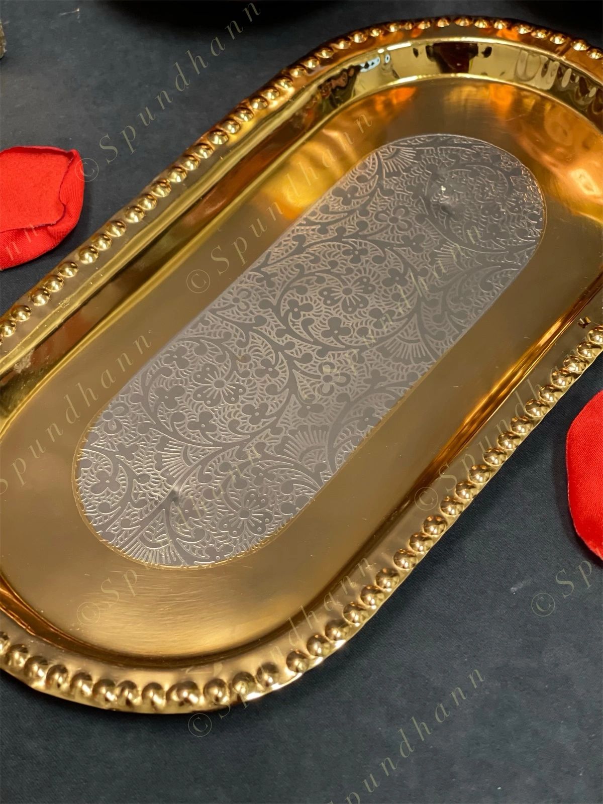 Hammered two Small Canister with Decorative Box, tray and two spoons