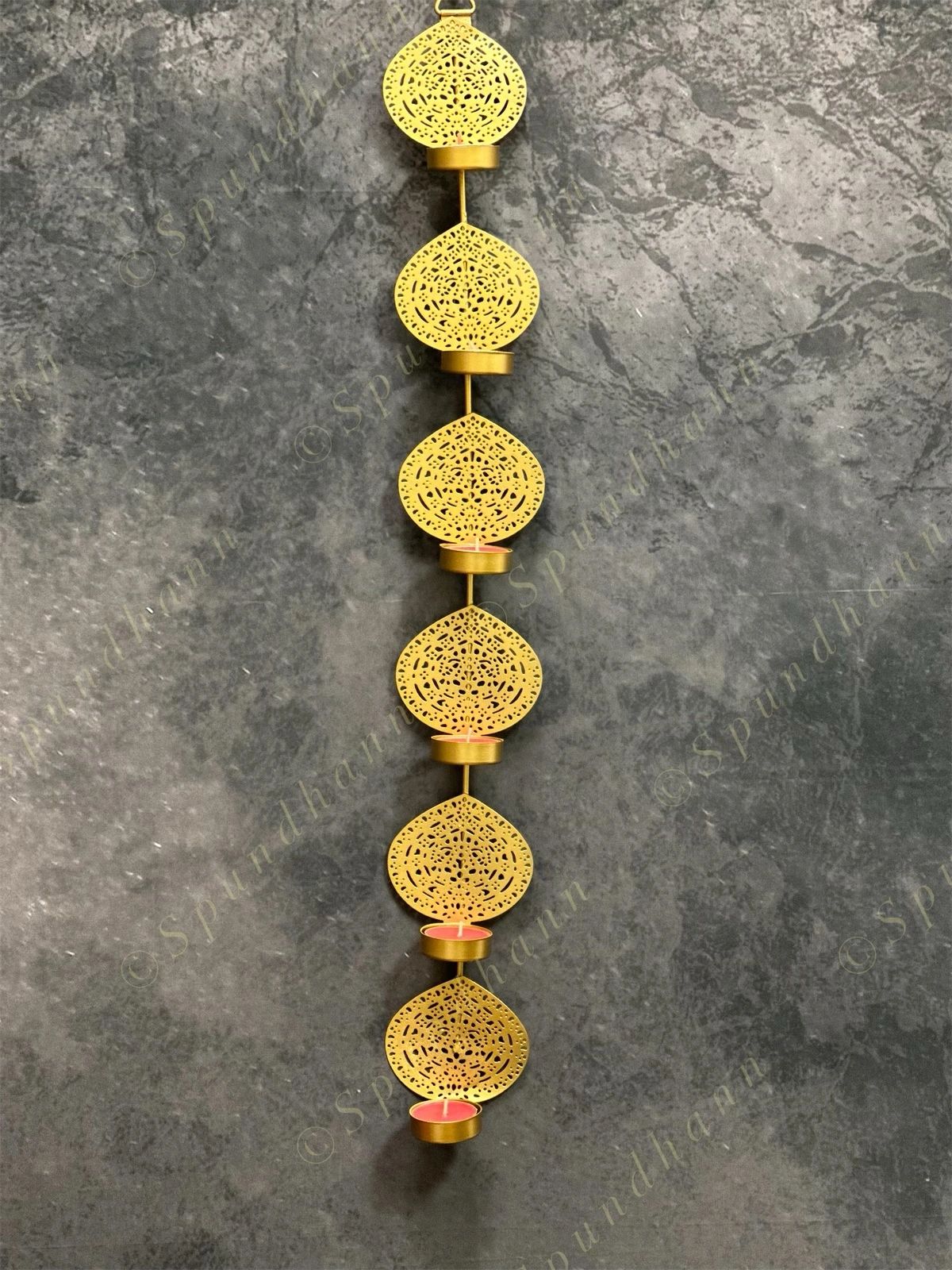 6 Leaf Vertical Tea Light Holder Wall Hanging Decor