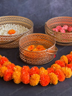 Metal Golden Cutwork Round Baskets