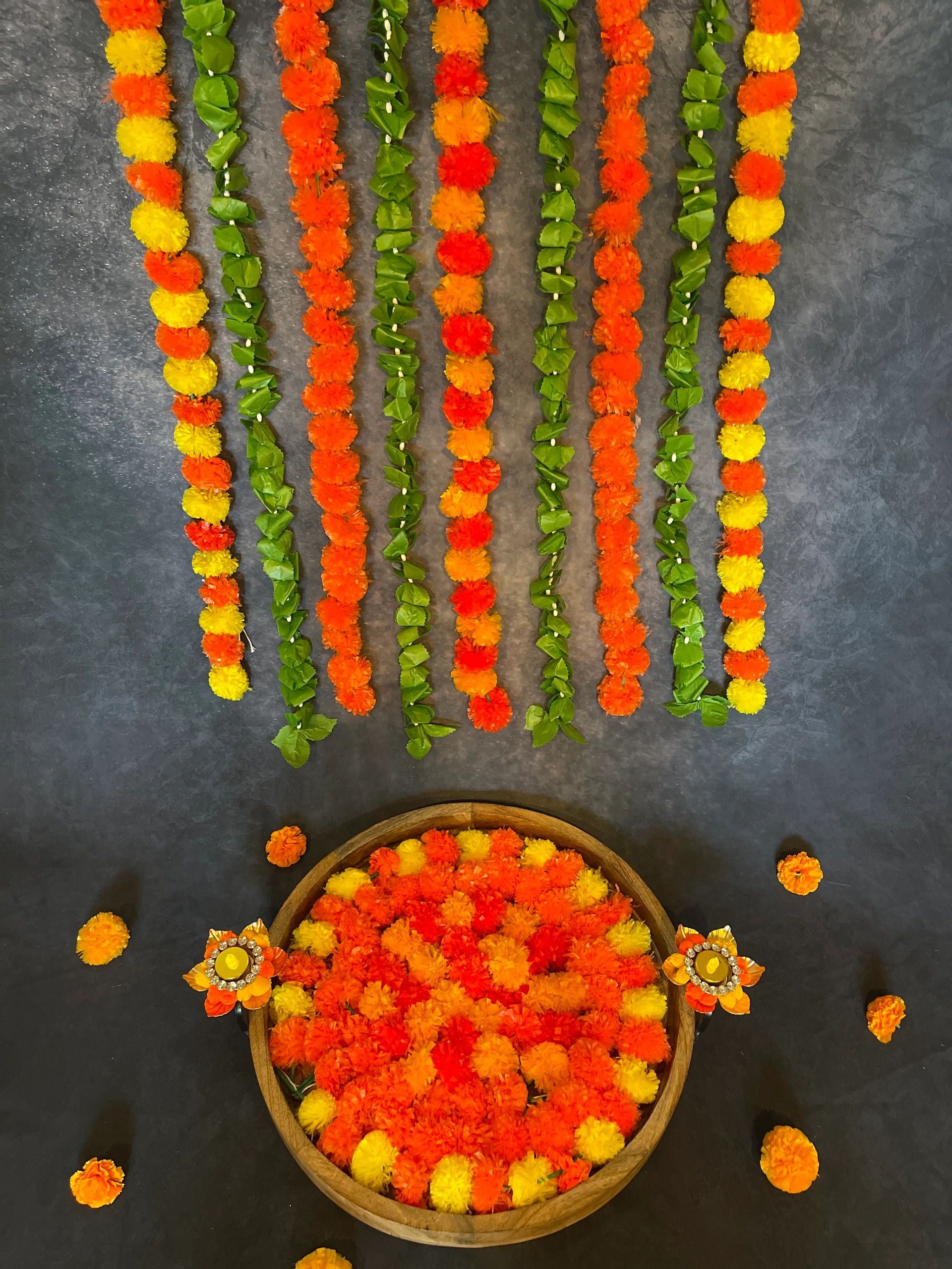 Marigold Flower Festive Danglers Set of 5 Strings