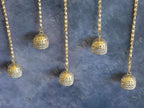 Golden Bell Dome Danglers with Pearl Chain String Pair