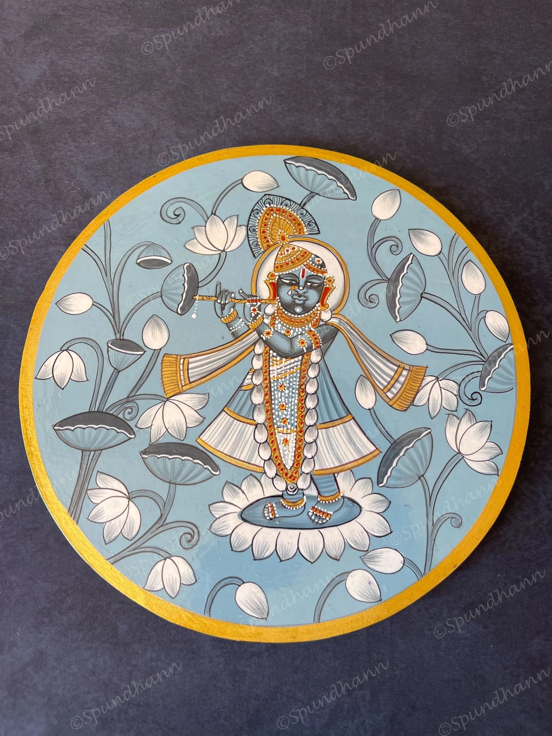 Shri Nathji Blue Pichwai Wall Hanging Plate