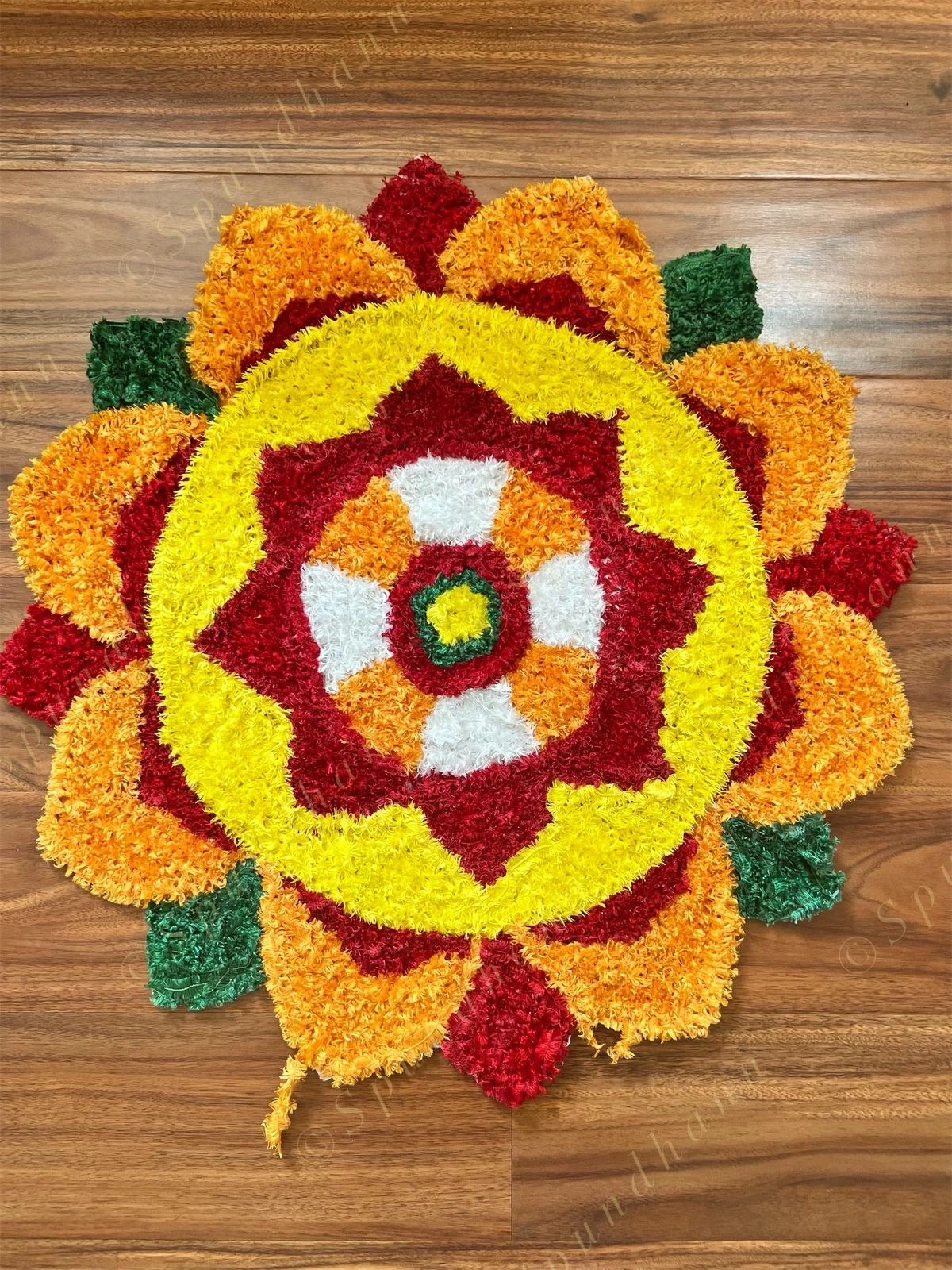 Marigold Inspired Rangoli Floor Mat