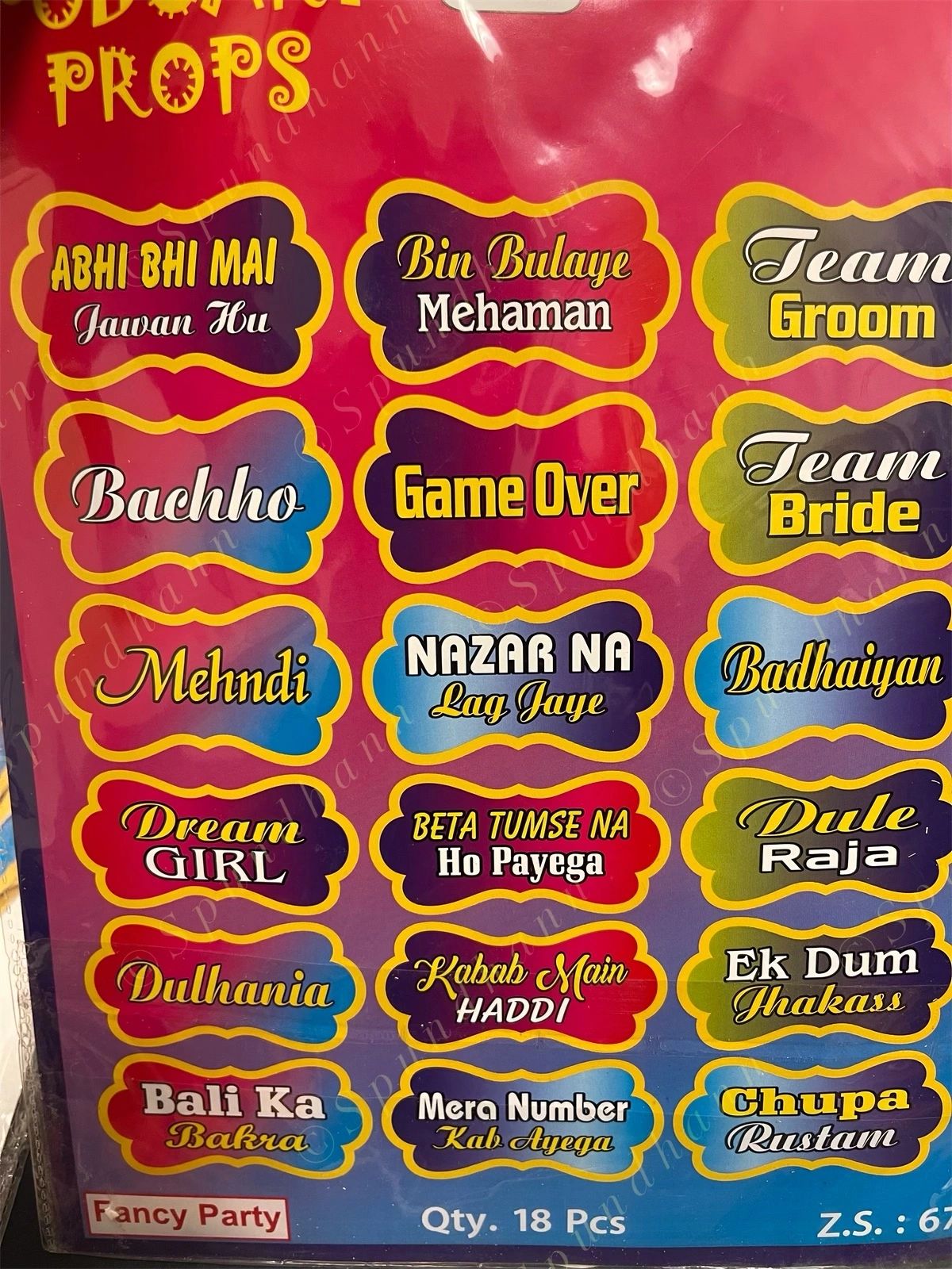 Bollywood Style Photo booth Props